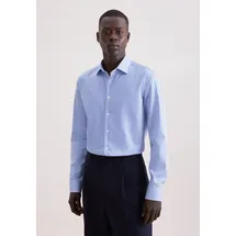Seidensticker Businesshemd "Schwarze Rose", Herren, Gr. M (39), normale Ärmellängen, mittelblau, 100% Baumwolle, gestreift, skinny fit, 2-Knopf-Manschette, Hemden, X-Slim 1/1 Kentkragen Gestreift