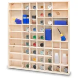 Pinus - Setzkasten aus Holz, 52x4x46 cm, 51 Fächer, Sammelbox für Fotos, Figuren oder Spielzeug, Regal für Sammler, Sammlervitrine, Kieferholz, 573300 - Natural Farbe