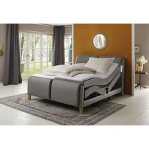 Home Affaire Boxspringbett HOME AFFAIRE "Messina2", grau (elephant), B:186cm L:240cm, Holzwerkstoff, Kunstleder, Massivholz, Komplettbetten, Boxspringbett, Liegekomfort elektrisch Verstellbar