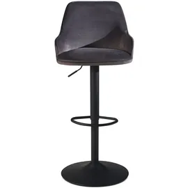KADIMA DESIGN Barhocker Samt Hocker mit Lehne 86 - 106 cm, Küchenhocker in Grau | Gr.: onesize