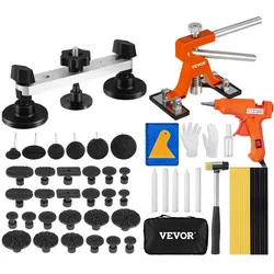 VEVOR 56-teiliger Brücken-Ausbeulen-Abzieher Dellen-Reparaturset, inkl. 20 Abziehlaschen & 6 x Brückenabziehlaschen, Aluminium Ausbeulwerkzeug Entfernung von Beulen, für Autos, Kühlschränken usw.