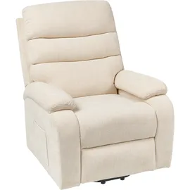 Beliani Fernsehsessel RISE Stoff 80 x 105 x 91 cm Hellbeige elektrisch mit Kissen