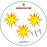 Herrnhuter Stern 3erSET Sterne inkl. Netzteil für 1- 4 Sterne 13 cm gelb LED Komplett - 13 cm - gelb