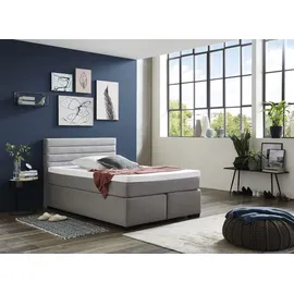 SUN GARDEN Boxspringbett Holzwerkstoff/Stoff mit Federkernmatratze - silber