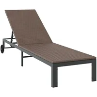 VidaXL Sonnenliege mit Rädern Braun Poly Rattan