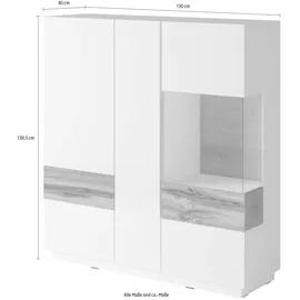 OTTO home Sideboard SILKE 130 x 139 x 40 cm Weiß hochglanz / Votaneichefarben