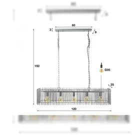 KAWOLA Hängeleuchte LORCA Hängelampe 5-flammig Metall silber