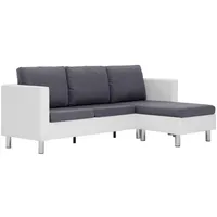 VidaXL 3-Sitzer-Sofa mit Kissen Weiß Kunstleder