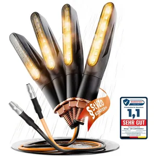 Binego Blinker LED Motorrad E Geprüft Mini mit Lauflicht Universell, Lauflicht Blinker, LED fest integriert, Gelb, StVZO konform schwarz
