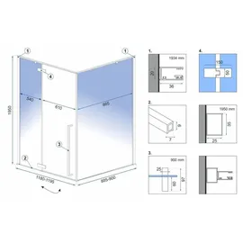 REA Fargo Duschkabine 90 x 195 cm rechts schwarz transparent