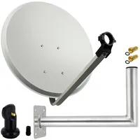 PremiumX Satelliten-Komplettanlage 60cm Hellgrau Satellitenantenne Satellitenschüssel Single LNB Wandhalter