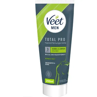 Veet Men Haarentfernungscreme für Oberkörper & Beine - Enthaarungscreme für Männer, Haarentfernung in 3-6 Minuten - 200 ml Tube & Spatel