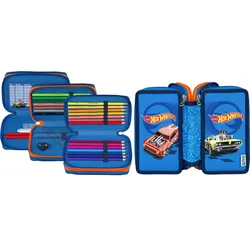 Federmäppchen »Tripledecker, Hot Wheels«, befüllt, inklusive Geodreieck, Gr. , Hot Wheels, , 29676259-0