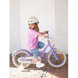 SUN BABY Mädchenfahrrad 16 Zoll Glocke Zusatzräder Schubstange Flower Bike lavendel - Violett