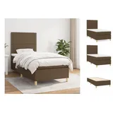 vidaXL Boxspringbett mit Matratze Dunkelbraun 90x190 cm Stoff