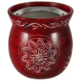 Nklaus 10 x 10 cm Speckstein Rauchgefäß rot Motiv Sonne Sieb Ø 9 cm Teelicht Weihrauch Stövchen 15726