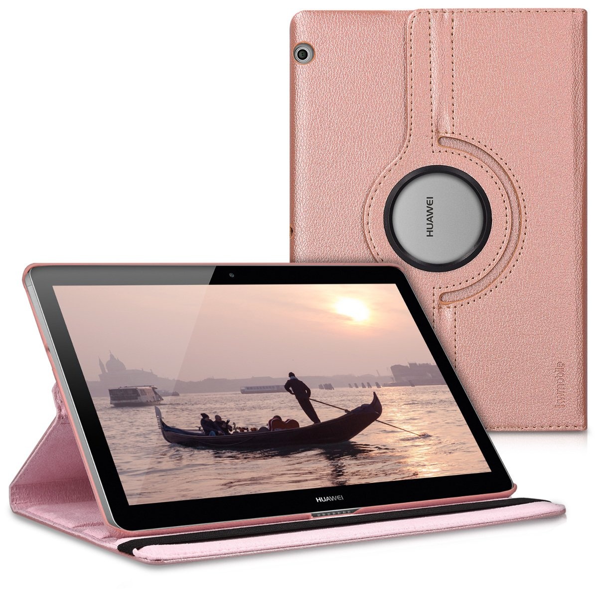 kwmobile Schutzhülle kompatibel mit Huawei MediaPad T3 10 - Hülle 360° Tablet Cover Case Rosegold
