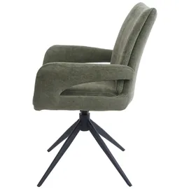 Mendler 6er-Set Esszimmerstuhl HWC-O78, Küchenstuhl, drehbar Auto-Return, Stoff/Textil Chenille (310g/m2) Öko-Tex ~ grün