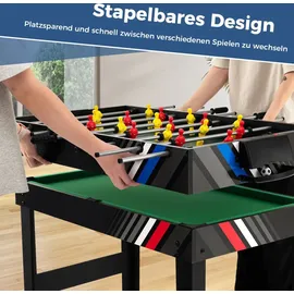 Costway 4 in 1 Tischkicker, Multifunktionstisch mit Tischfußball,Billard,Tischtennis&Airhockey, Kombi-Spieltisch-Set für Kinder&Erwachsene 125x97... - Schwarz