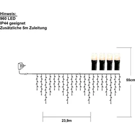 star trading deutschland gmbh Lichtervorhang LED 24 m spritzwassergeschützt Weiß