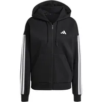 Adidas Damen Essentials 3-Stripes Full-Zip Fleece Hoodie, Black, S