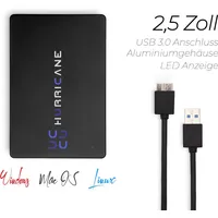 Hurricane 1.5TB 2.5 USB 3.0 MD25U3 Mobile Speicherplatte für Fotos TV Laptop PS4 PS5 Xbox kompatibel mit Windows Mac Linux schwarz