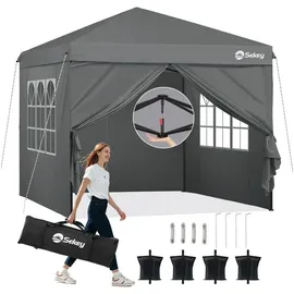Sekey Faltpavillon 3 x 3 m inkl. 4 Seitenteile Grau