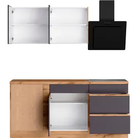kochstation Winkelküche KS-Riesa L-Form 390 cm grau