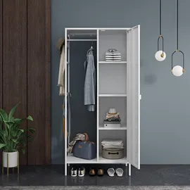 [en.casa] Kleiderschrank Puumala 180x80x45 cm Metall Weiß