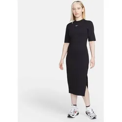 NIKE Damen Kleid W NSW ESSNTL MIDI DRESS, BLACK/WHITE, XS
