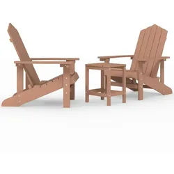 vidaXL Adirondack-Gartenstühle mit Tisch HDPE Braun