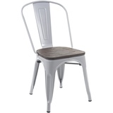 Mendler Stuhl HWC-A73 inkl. Holz-Sitzfläche, Bistrostuhl Stapelstuhl, Metall Industriedesign stapelbar grau