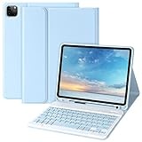 aMZCaSE Tastatur Hülle für iPad Air 5 und 4 Gen 10,9" 2024/2022/2020,iPad Pro 11" Tastatur Hülle 2024/2022/2021/2020/2018, Abnehmbare Bluetooth Tastatur mit Stifthalter für iPad 11" 1/2/3 Gen