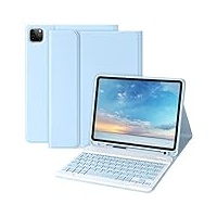 Tastatur Hülle für iPad Air 5. und 4. Generation 10,9" 2022/2020, iPad Pro 11" Tastatur Hülle 2022/2021/2020/2018, Abnehmbare Bluetooth-Tastatur mit Stifthalter für iPad 11" 1./2./3. Gen(Hellblau)