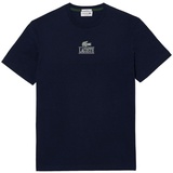 Lacoste T-Shirt mit Label-Print, Dunkelblau, M