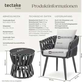 Tectake Lugano Gartenstuhl 62,5 x 62,5 x 75 cm grau