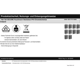 ETT Feuchtraumsteckdose 10 St. Grau