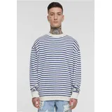 URBAN CLASSICS Streifen-crewneck whitesand/vintageblue XXL