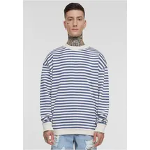 URBAN CLASSICS Streifen-crewneck whitesand/vintageblue XXL