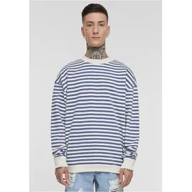 URBAN CLASSICS Streifen-crewneck whitesand/vintageblue XXL