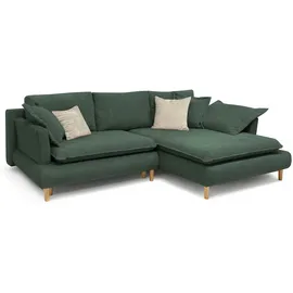 Collection AB Eckcouch Polyester L-förmig Bettkasten 5-Zierkissen 3-Sitzer Flaschengrün