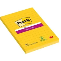 Post-it Haftnotizen 101 x 152 mm Gelb Rechteckig Liniert 6 Stück à 75 Blatt
