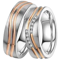 DOOSTI Trauring Schmuck Geschenk Edelstahl Trauring Ehering Partnerring LIEBE, Made in Germany, wahlweise mit oder ohne Zirkonia goldfarben 52