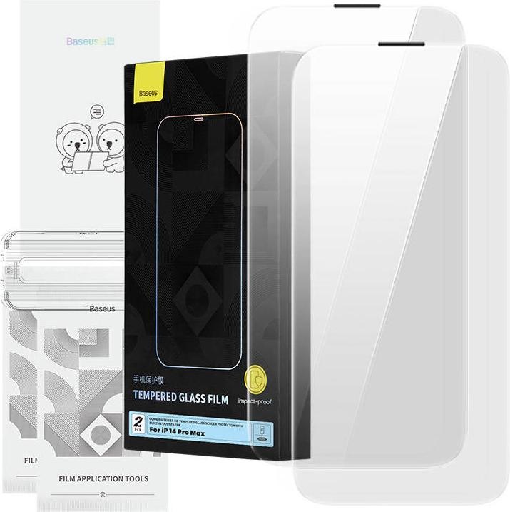 Baseus Tempered Glass Corning for iPhone 14 Pro with built-in dust filter (iPhone 14 Pro Max), Smartphone Schutzfolie