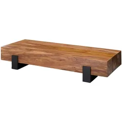Kadima Design Holz-Sofatisch Sheesham, Puristisches, modernes Design, handgefertigt & robust, Schutzlackversiegelte Oberfläche. 115x44x22 cm