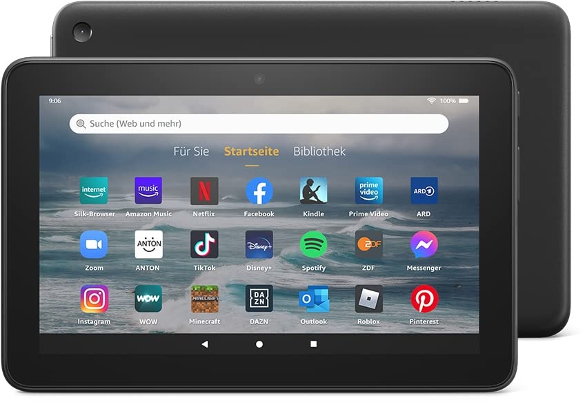 Fire 7-Tablet, 7-Zoll-Display, 16 GB, neuestes Modell (2022), schwarz Mit Werbung