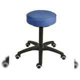 PROREGAL Drehhocker Indianapolis | Sitzhöhe 50-69cm | Ø 63cm | Tragfähigkeit 110kg | Kunstleder-Sitz | Kunststoff-Fußkreuz mit Rollen | Lichtblau