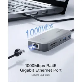 Inateck 10 in 1 USB C Hub, 4K 60Hz HDMI Docking Station, USB C Video+Data, 100W PD, 10Gbps 2 USB 3.2 C, 2 USB 3.0 A, RJ45 Ethernet, SD/TF, 50cm Kable, Für Windows 7/10/11, Linux, MacOS 10.2, HB2030