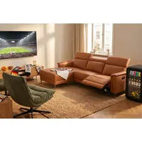 Ecksofa OTTO HOME "LUND, L-Form, 261cm, man. o. elektr. Relaxfunktion (mit USB-A)", braun (cognac), B:261cm H:97cm T:179cm, Echtleder 100% Echtleder;Kunstleder 100% Polyurethan, Sofas, Ecksofa, und Kopfteilverstellung