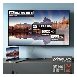 Primewire 8K Premium HDMI Kabel 2.1 mit Nylonummantelung, 7680 x 4320 @ 120 Hz mit DSC - 3m